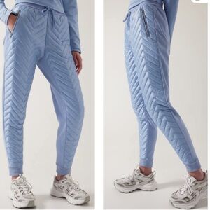Athleta Light Blue Quilted Joggers